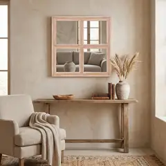 JUST HOME COLLECTION - Espejo Ventana Decorativo 80x80 cm Madera