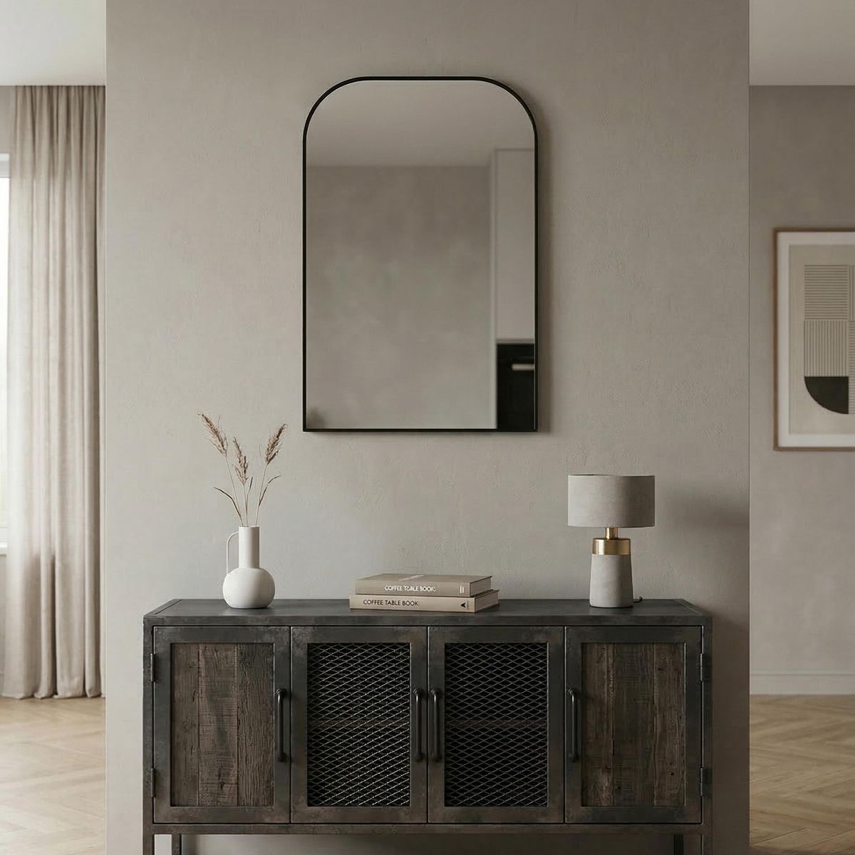 JUST HOME COLLECTION - Espejo Decorativo Rectangular 60x90 cm Negro