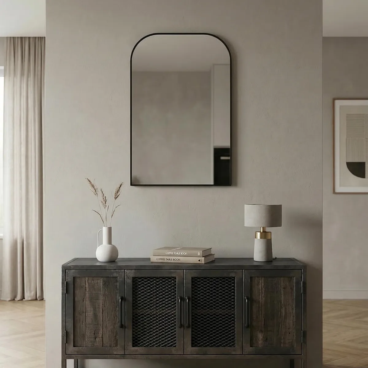 JUST HOME COLLECTION - Espejo Decorativo Rectangular 60x90 cm Negro