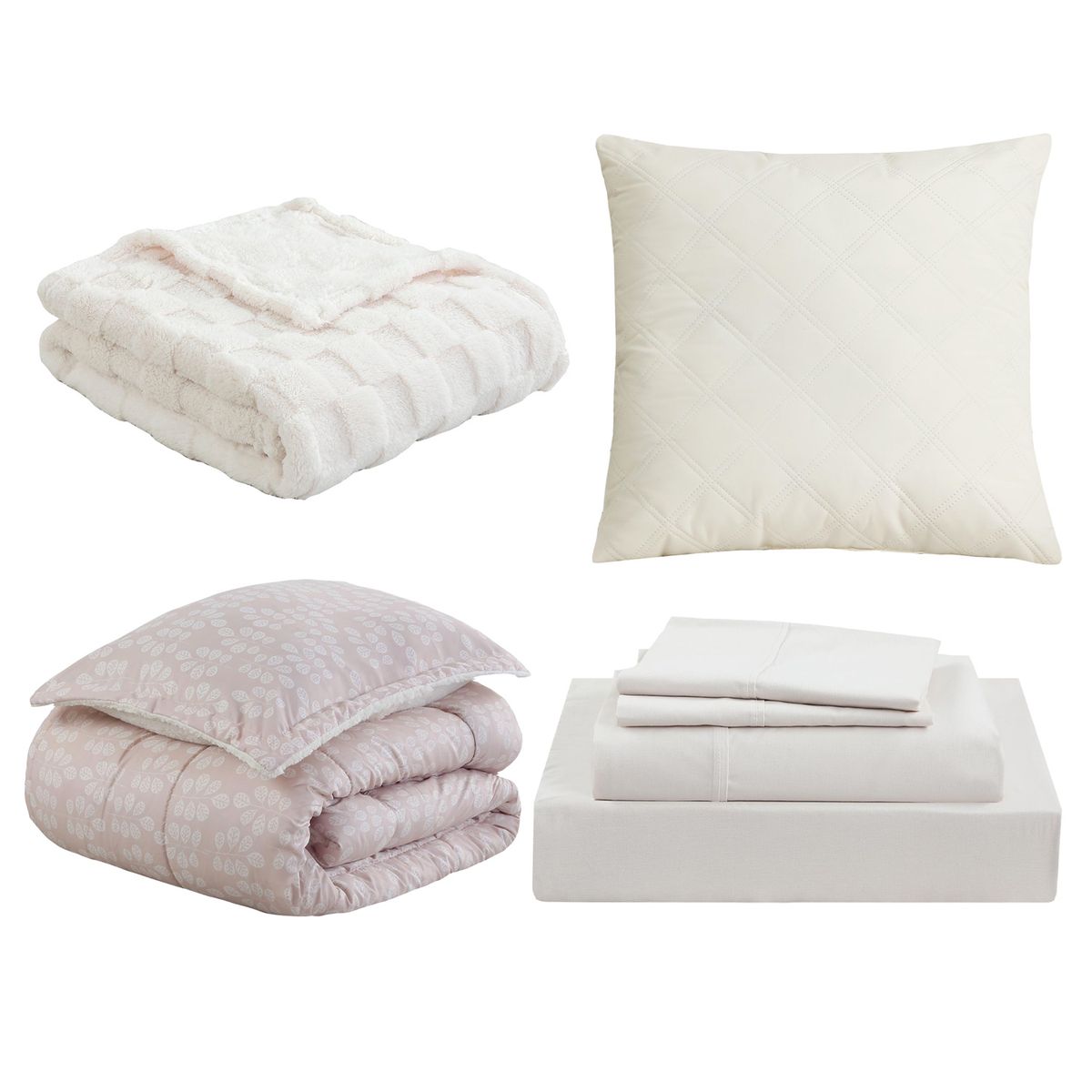 JUST HOME COLLECTION - Combo Cama Lista Plumon Sherpa + Sabana + Cojin + Manta