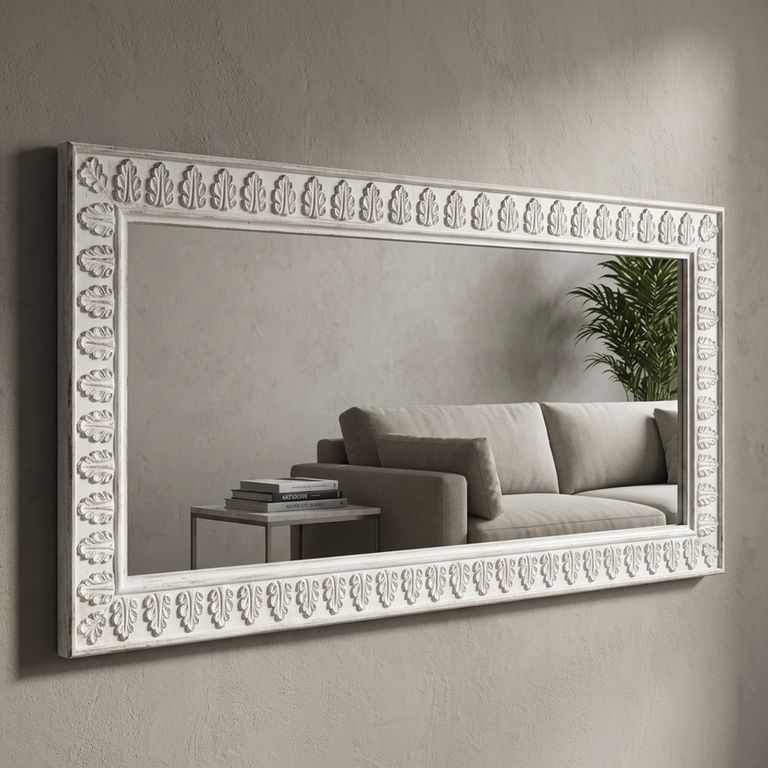 JUST HOME COLLECTION Espejo Decorativo Rectangular 50x125 cm Roco Blanco