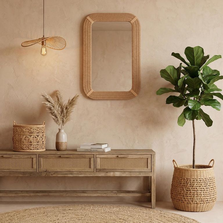 JUST HOME COLLECTION Espejo Decorativo Rectangular 60x90 cm Ratan