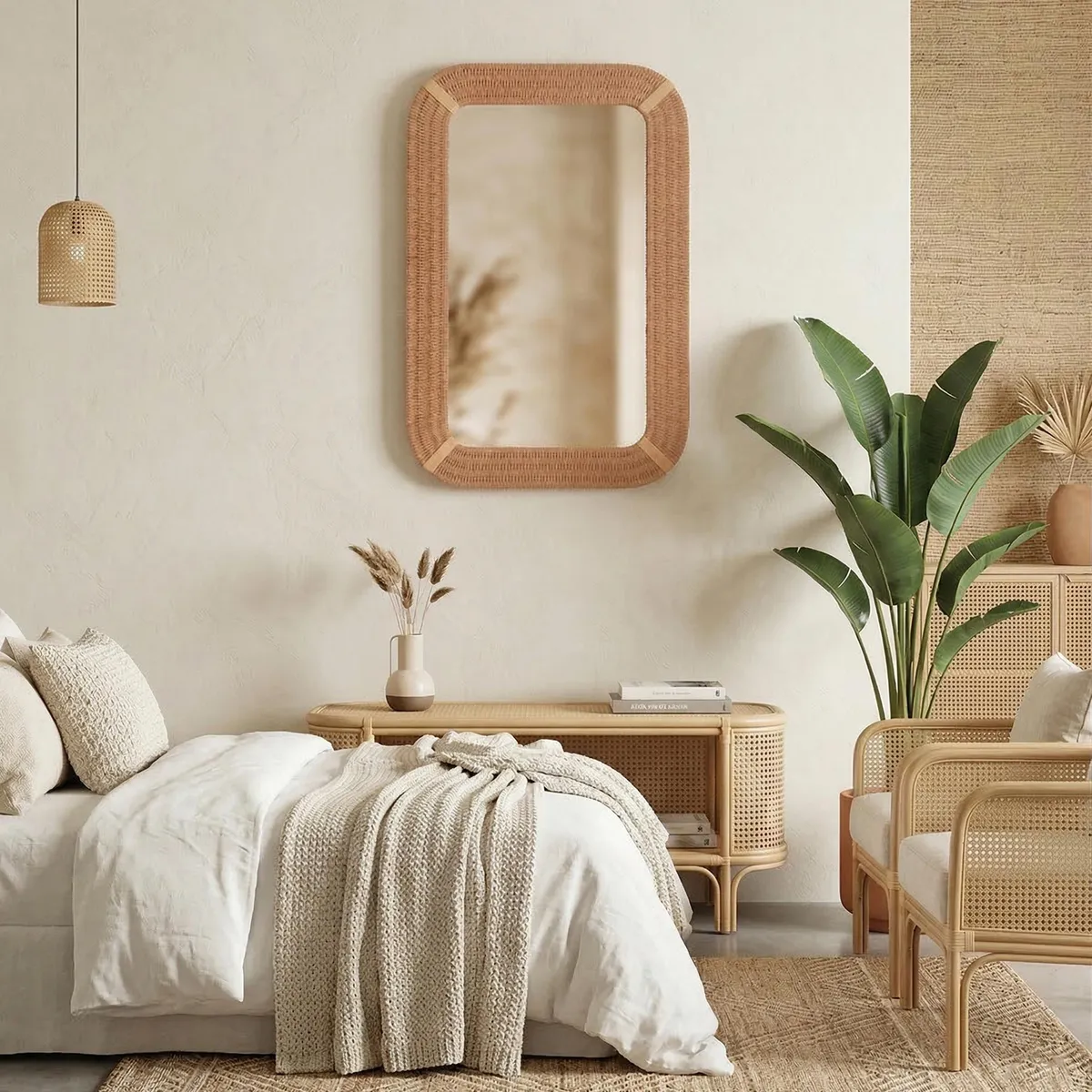 JUST HOME COLLECTION - Espejo Decorativo Rectangular 60x90 cm Ratan