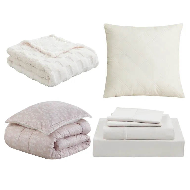 JUST HOME COLLECTION Combo Cama Lista Plumon Sherpa + Sabana + Cojin + Manta