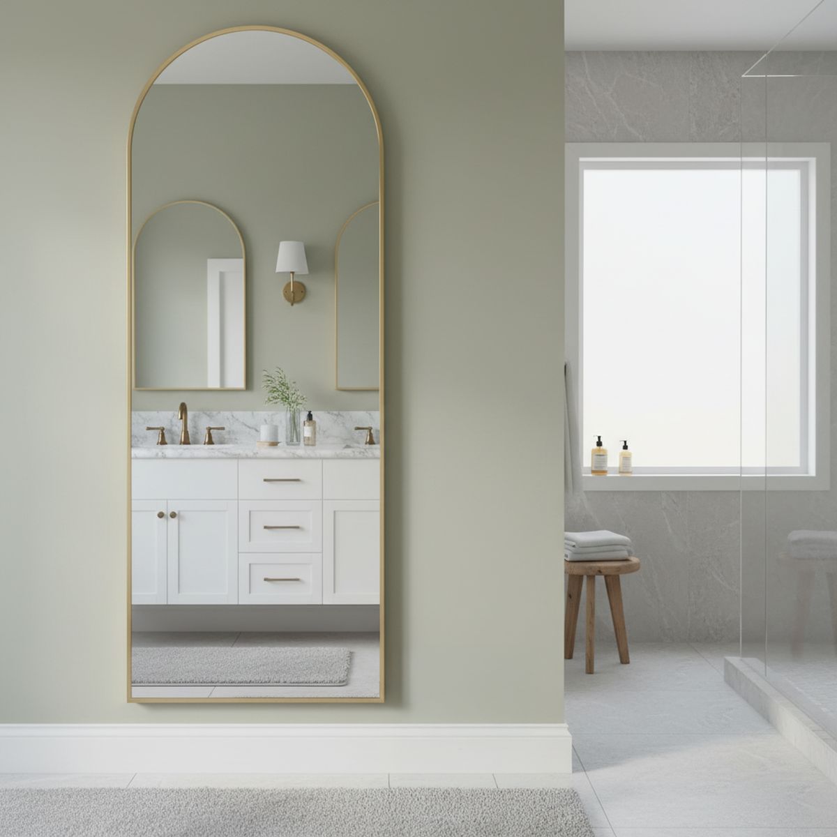 JUST HOME COLLECTION - Espejo de Pie Decorativo 60x180 cm Dorado Arco