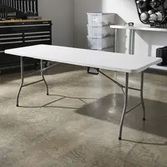 JUST HOME COLLECTION - Mesa Plegable Rectangular Acero 70x74x180 cm Blanco