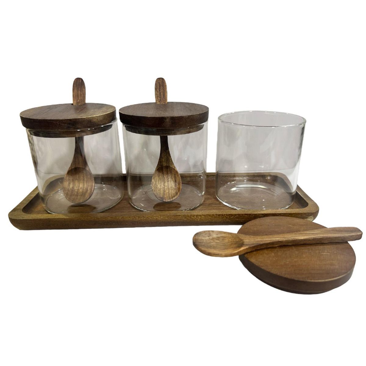 JUST HOME COLLECTION - Set 3 Contenedores con Bandeja Vidrio 323 ml