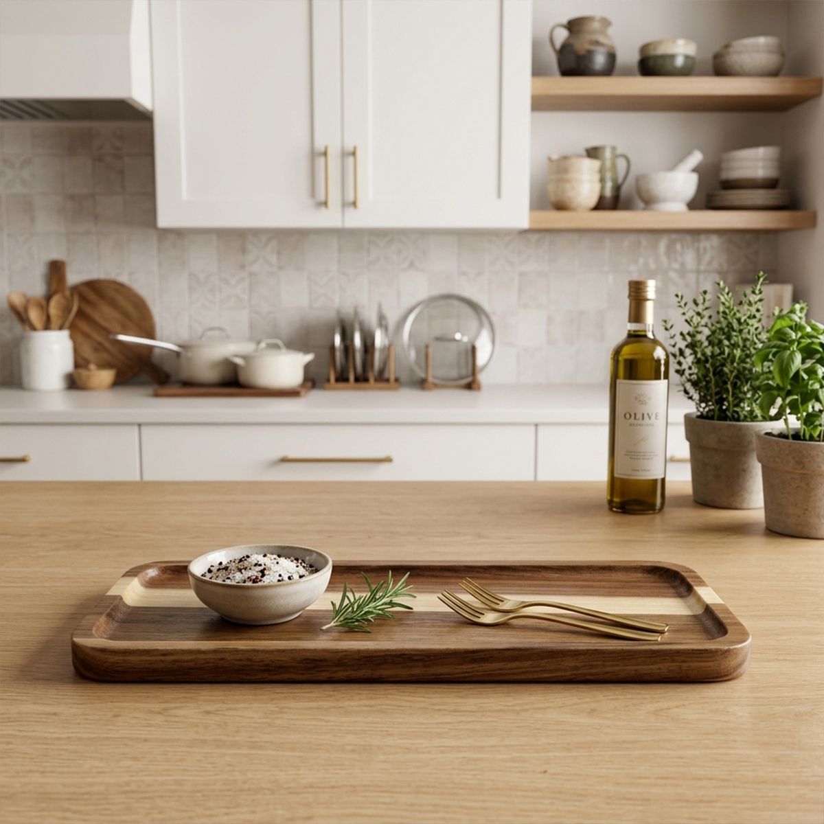 JUST HOME COLLECTION - Bandeja Madera Rectangular 28x11 cm Café