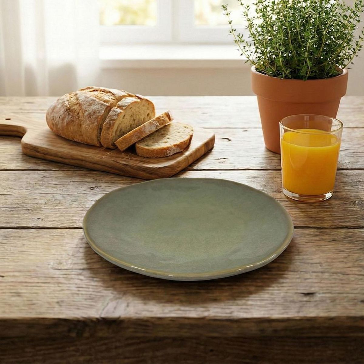 Plato 21.5 cm Cerámica Terra Soft Verde, marca JUST HOME COLLECTION - Foto Principal