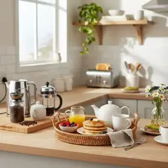 JUST HOME COLLECTION - Bandeja Fibra natural Redonda 28x28 cm Café