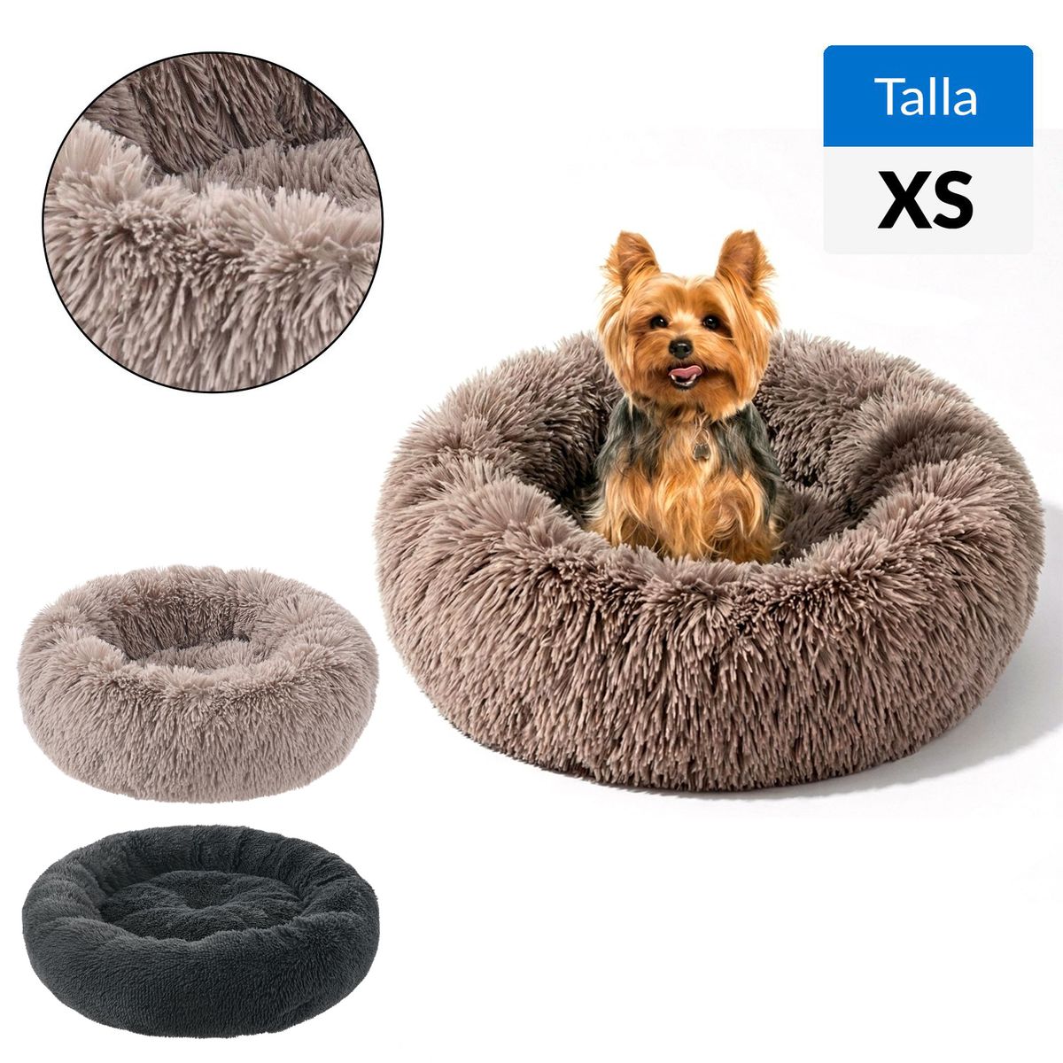 PETIZOOS - Cama perro para Perro 11x43x43 cm Gris oscuro; Café oscuro