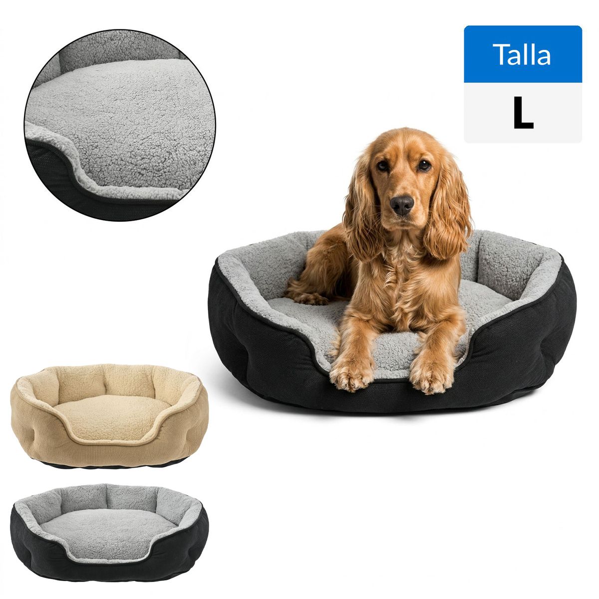 PETIZOOS - Cama perro para Perro 21x90x65 cm Beige; Negro