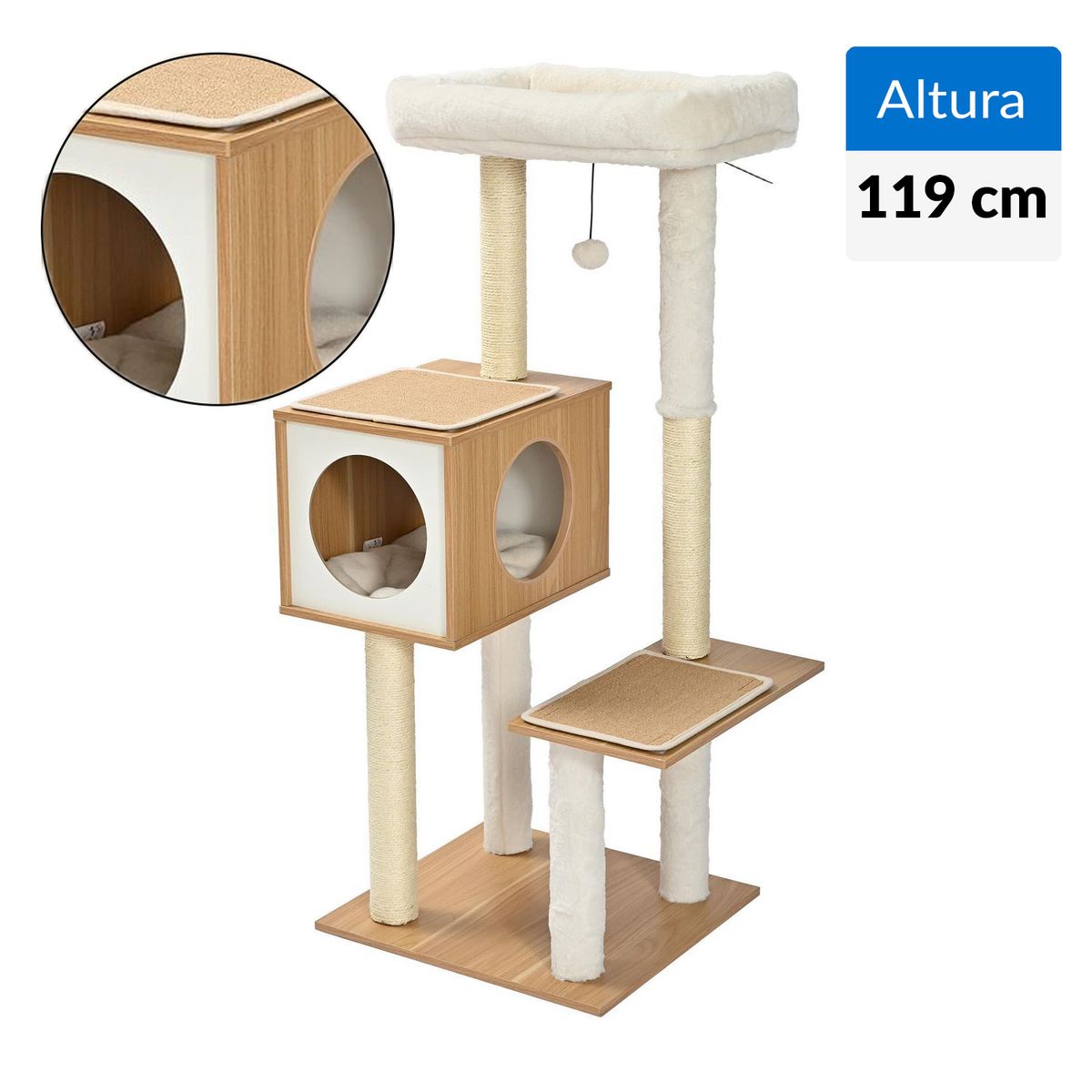 PETIZOOS - Rascador para gato madera 119cm
