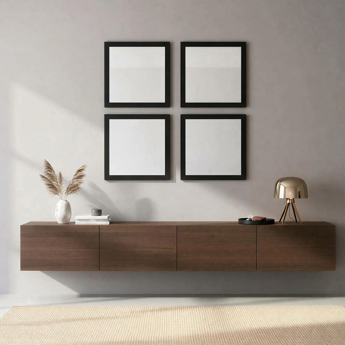 JUST HOME COLLECTION - Espejo Decorativo Forma Cuadrada 28.4x28.4 cm Negro 