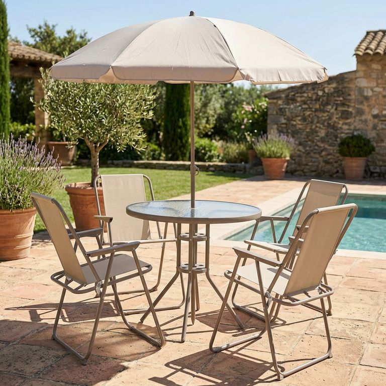 Juego de Comedor de Terraza Cairo 4 Personas Taupe