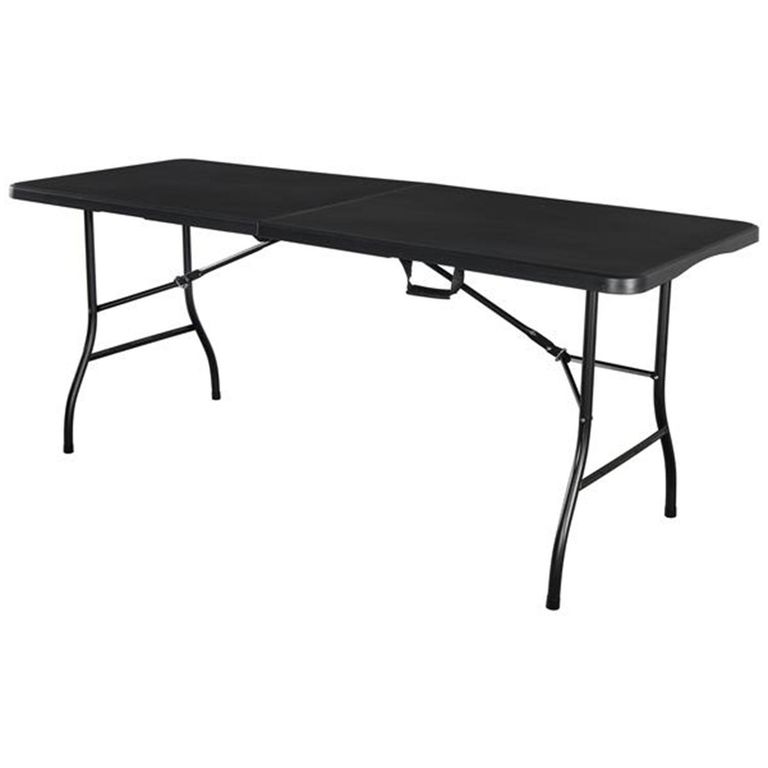Mesa Plegable Rectangular Acero 70x74x180 cm Negro
