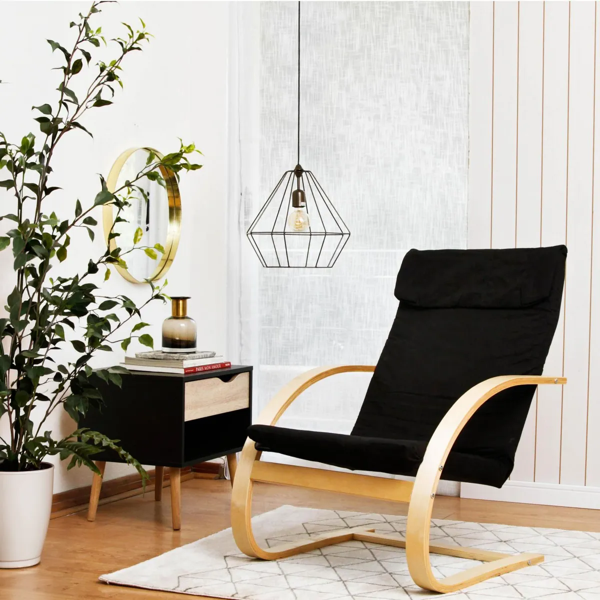 Silla Descanso Nórdica Negro 101x54.5x67 cm, marca JUST HOME COLLECTION - Foto 2