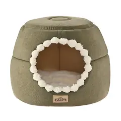 PETIZOOS - Cama para Gato 32x43x43 cm Verde, Beige