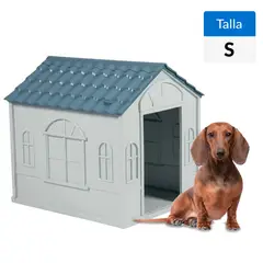 PETIZOOS - Casa para perro para Perro 60x54x63.5 cm Blanco, Azul