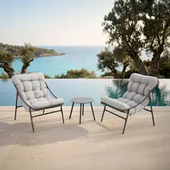 JUST HOME COLLECTION - Juego de Balcón de Terraza Okinawa 2 Personas Gris