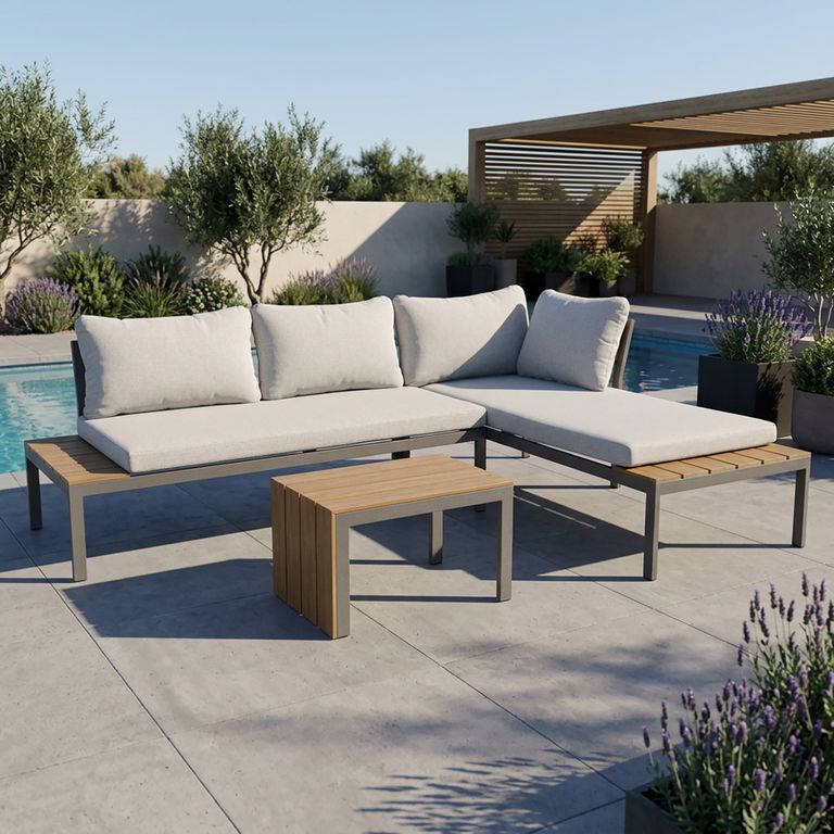 Juego de Living de Terraza Bangkok 3 Personas Gris/Beige