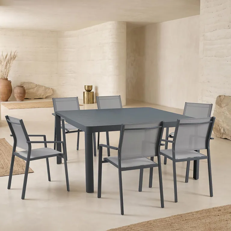 Juego de Comedor de Terraza Miami 6 Personas Gris