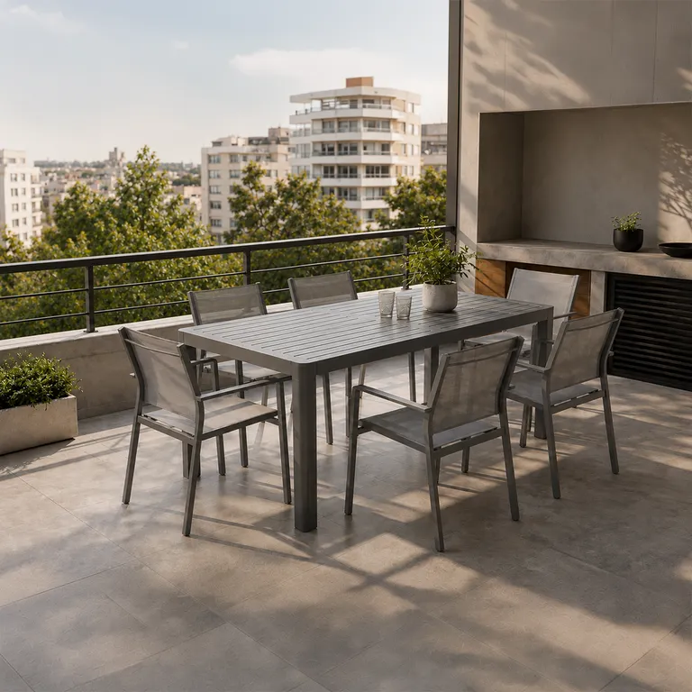 Juego de Comedor de Terraza Miami 6 Personas Gris