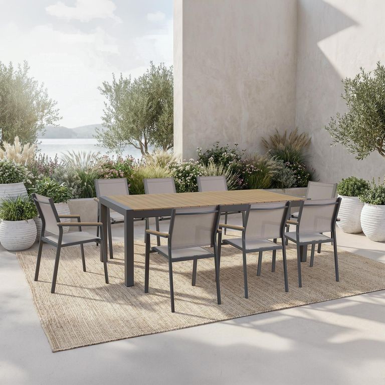 Juego de Comedor de Terraza Dallas 8 Personas Gris