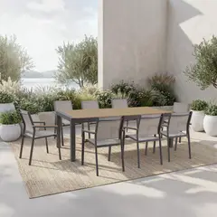 JUST HOME COLLECTION - Juego de Comedor de Terraza Dallas 8 Personas Gris