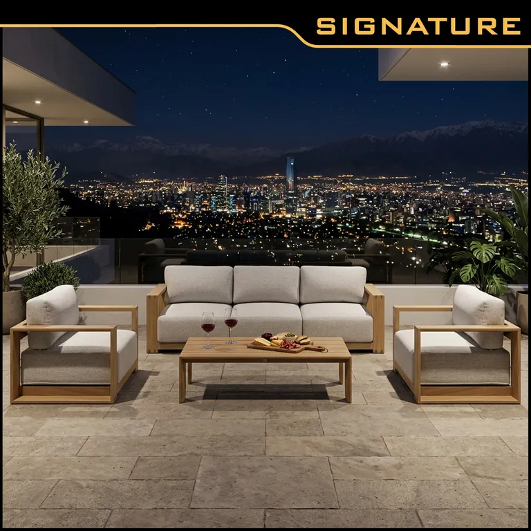Juego de Living de Terraza Ataman 5 Personas Natural/Blanco
