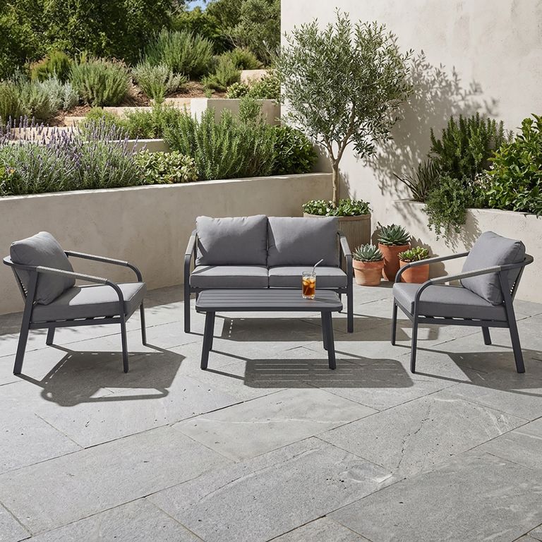 Juego de Living de Terraza Catar 4 Personas Negro/Gris