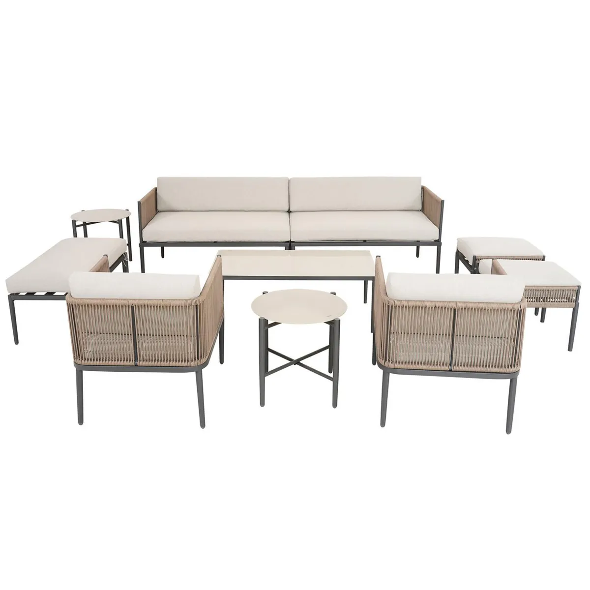 Juego de Living Seccional de Terraza Delhi 8 Personas Beige, marca JUST HOME COLLECTION - Foto 2