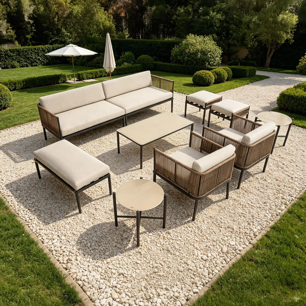 Juego de Living Seccional de Terraza Delhi 8 Personas Beige, marca JUST HOME COLLECTION - Foto Principal