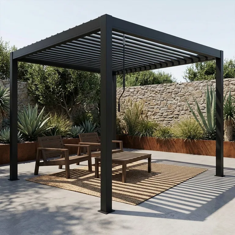 Pérgola Bioclimática Negro Metal 295x303x230 cm