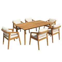 JUST HOME COLLECTION - Juego de Comedor de Terraza Albany 6 Personas Natural