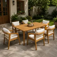 JUST HOME COLLECTION - Juego de Comedor de Terraza Albany 6 Personas Natural
