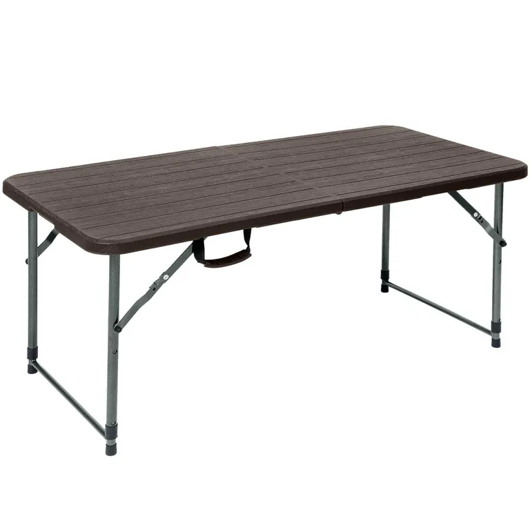 Mesa plegable Rectangular Acero 120x74x60 cm Café