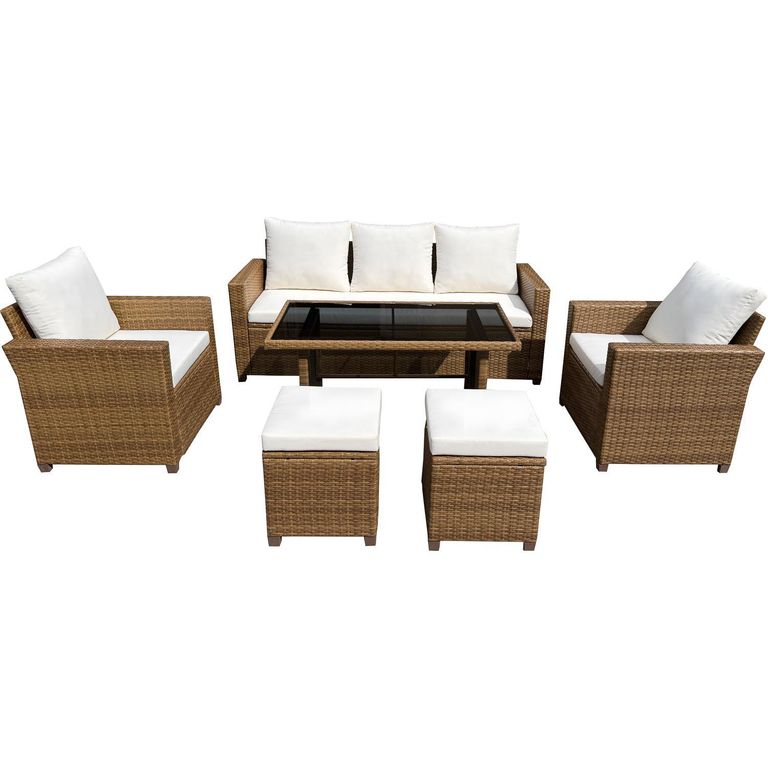 Juego de Living de Terraza QT-034 7 Personas Café/Crema