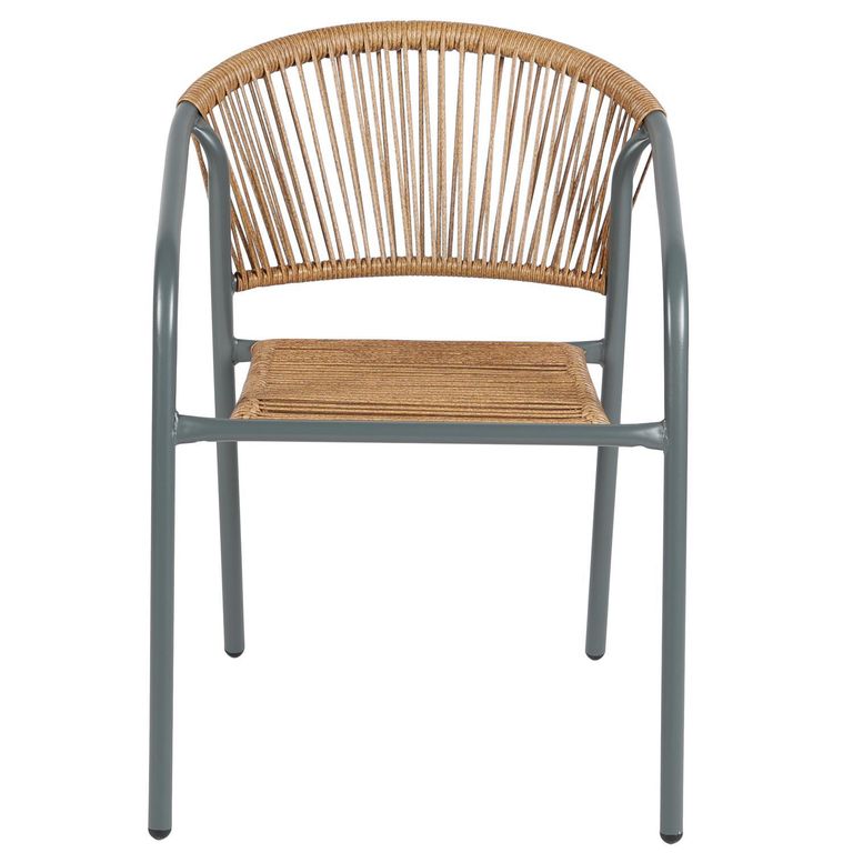 Silla para Terraza Rattan Guadalajara Gris/Beige 74x54x63 cm