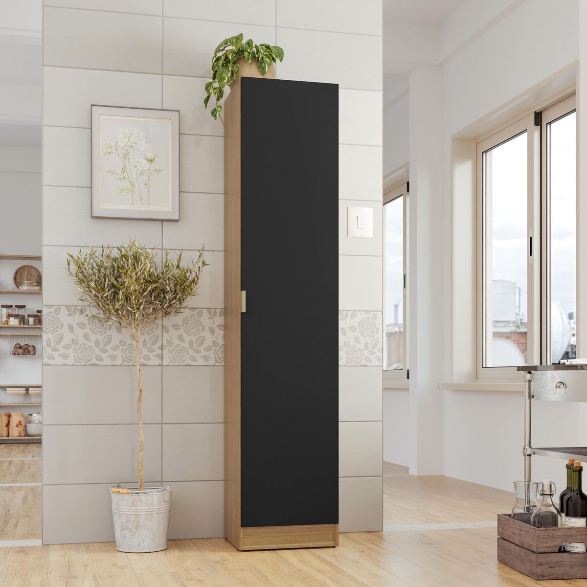 Mueble de cocina Despensa Negra 31,5 cm, marca JUST HOME COLLECTION - Foto 2