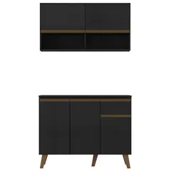JUST HOME COLLECTION - Kit Mueble de cocina base + mural Negro 105 cm