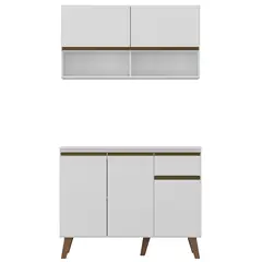 JUST HOME COLLECTION - Kit Mueble de cocina base + mural Blanco 105 cm