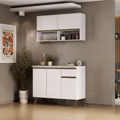 JUST HOME COLLECTION - Kit Mueble de cocina base + mural Blanco 105 cm