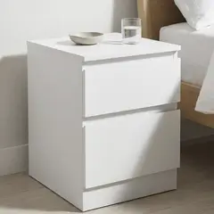 JUST HOME COLLECTION - Mesa de Noche 2 Cajón(es) 40x49x35 cm Blanco