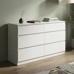 JUST HOME COLLECTION - Cómoda 6 Cajón(es) 140x82x40 cm Blanco
