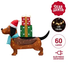 DEAR SANTA - Perro Regalo 3D 60 Luces Led Calida Gs