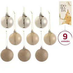 DEAR SANTA - Set 9 Esferas 6 cm Dorado Noche Dorada