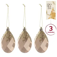 DEAR SANTA - Set 3 Diamantes 8 cm Noche Dorada