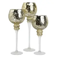DEAR SANTA - Candelabro vidrio 13x13x40 cm dorado