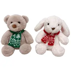 DEAR SANTA - Peluche Oso/Conejo Con Bufanda 18 cm
